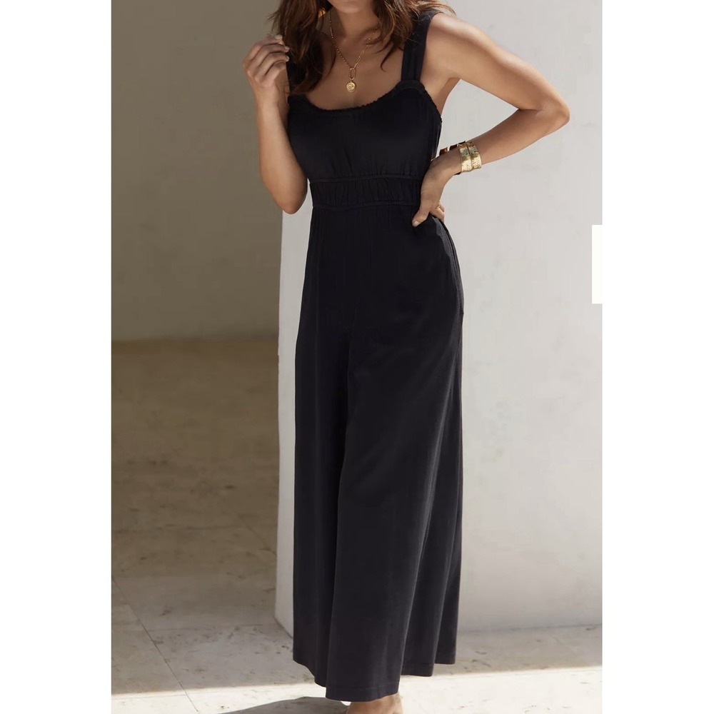 Anthropologie The Simona Scoop-Neck Jumpsuit by Celandine Wide Leg Bohemian S